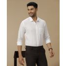 Men's Pure Linen White Checked Contemporary Fit Full Sleeve Casual Shirt