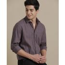 Men's Linen Rich Purple Checked Contemporary Fit Full Sleeve Sleeve Casual Shirt