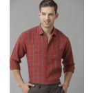 Men's Pure Linen Red Checked Contemporary Fit Full Sleeve Sleeve Casual Shirt