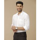 Men's Pure Linen White Solid Contemporary Fit Full Sleeve Casual Shirt
