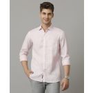 Men's Pure Linen Pink Solid Contemporary Fit Full Sleeve Casual Shirt