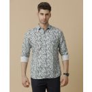 Men's Linen Rich Green Printed Contemporary Fit Full Sleeve Sleeve Casual Shirt
