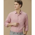 Men's Pure Linen Pink Solid Contemporary Fit Full Sleeve Casual Shirt