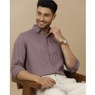Men's Pure Linen Purple Solid Contemporary Fit Full Sleeve Casual Shirt
