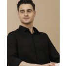 Men's Pure Linen Black Solid Contemporary Fit Full Sleeve Casual Shirt