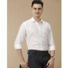 Men's Pure Linen White Solid Contemporary Fit Full Sleeve Casual Shirt
