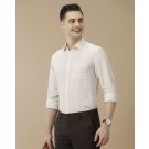 Men's Pure Linen Beige Solid Contemporary Fit Full Sleeve Casual Shirt