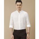 Men's Pure Linen White Solid Contemporary Fit Full Sleeve Casual Shirt