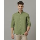 Men's Linen Rich Green Printed Contemporary Fit Full Sleeve Sleeve Casual Shirt