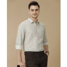 Men's Linen Rich Green Printed Contemporary Fit Full Sleeve Casual Shirt