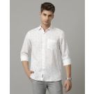 Men's Pure Linen Blue Printed Contemporary Fit Full Sleeve Casual Shirt
