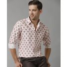 Men's Linen Rich Pink Printed Contemporary Fit Full Sleeve Sleeve Casual Shirt