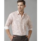 Men's Linen Rich Pink Printed Contemporary Fit Full Sleeve Sleeve Casual Shirt