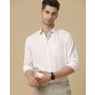Men's Pure Linen Pink Striped Contemporary Fit Full Sleeve Sleeve Casual Shirt