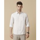 Men's Pure Linen Brown Striped Contemporary Fit Full Sleeve Sleeve Casual Shirt