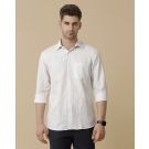 Men's Pure Linen Brown Striped Contemporary Fit Full Sleeve Casual Shirt