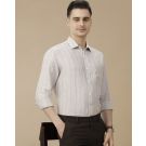 Men's Pure Linen Blue Striped Contemporary Fit Full Sleeve Casual Shirt