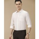 Men's Pure Linen Pink Striped Contemporary Fit Full Sleeve Casual Shirt