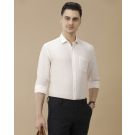 Men's Pure Linen White Striped Contemporary Fit Full Sleeve Casual Shirt