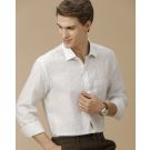 Men's Pure Linen White Striped Contemporary Fit Full Sleeve Casual Shirt