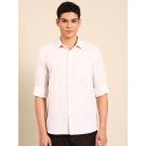 Linen Club Men's Linen Rich Pink Striped Contemporary Fit Full Sleeve Casual Shirt