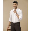 Men's Pure Linen Purple Striped Contemporary Fit Full Sleeve Casual Shirt