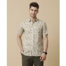 Men's Linen Rich Multicolor Printed Contemporary Fit Half Sleeve Sleeve Casual Shirt