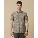 Men's Linen Rich Multicolor Printed Contemporary Fit Half Sleeve Casual Shirt