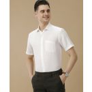 Men's Pure Linen White Solid Contemporary Fit Half Sleeve Casual Shirt