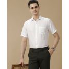 Men's Pure Linen White Solid Contemporary Fit Half Sleeve Casual Shirt