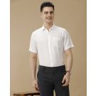 Men's Pure Linen White Solid Contemporary Fit Half Sleeve Casual Shirt