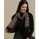 Unisex Brown Striped Linen Stole
