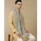 Unisex Green Printed Linen Stole