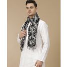 Unisex Black Printed Linen Stole