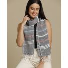 Unisex Grey Striped Linen Stole