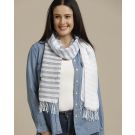 Unisex Blue Striped Linen Stole