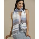 Unisex Blue Striped Linen Stole