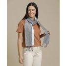 Unisex Grey Striped Linen Stole