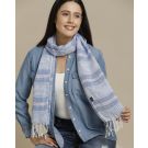 Unisex Blue Striped Linen Stole