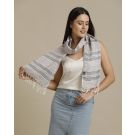 Unisex Brown Striped Linen Stole