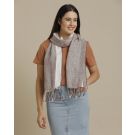 Unisex Brown Striped Linen Stole