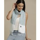 Unisex Turquoise Blue Striped Linen Stole