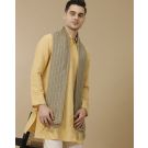Unisex Brown Striped Linen Stole