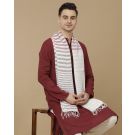 Unisex Red Striped Linen Stole