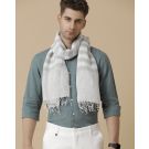 Unisex Grey Striped Linen Stole