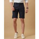 Mens Linen Blue Solid Contemporary Fit Casual Shorts