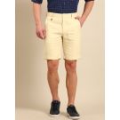 Linen Club Men's Pure Linen Off White Solid Contemporary Fit Casual Shorts