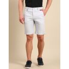 Linen Club Men's Pure Linen Blue Solid Contemporary Fit Casual Shorts