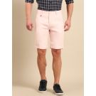 Linen Club Men's Pure Linen Pink Solid Contemporary Fit Casual Shorts