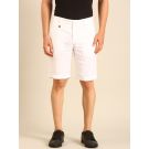 Linen Club Men's Linen White Solid Contemporary Fit Casual Shorts